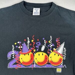 Vintage 2000 Have A Nice Millennium Smiley Face T Shirt Y2K Large